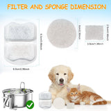 12 Sets Pet Water Fountain Filter Replacement Compatible with Oneisall 7L/230oz Stainless Steel Dog Dispenser - Filtered Dog Water Bowl - Replacement Filters and Sponge