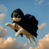 Black Bat Cat Costume with Cloak, Funny Bat Mask and Cat Cloak , Cat Outfit and Hoodie for Cosplay, Halloween, Cat Clothes and Accessories for Indoor Cats, Bat Cat Mask and Apparel, Superhero Easter Pet Costume (Big - Middle)