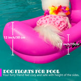 KUCDBUN Dog Pool Float, Funny 6-in-1 Inflatable Dog Floats for Pool, Pet Floatie Raft for Small Dogs, Puppy and Doggies, Pink Flamingo