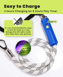 Light Up Dog Leash, LED Pet Leash for Night Walking,13 Lighting Modes, Rechargeable Dog Lights, Glow in The Dark Walking Leashes with Tangle-Free Hook for Medium Large Dogs - 4 Ft