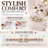 Pearl Bow Tie Cat Collar, Breakaway Adjustable Woven Pet Collar