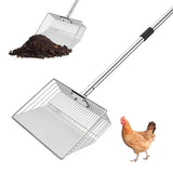 Garvee Chicken Poop Scooper Adjustable 24" to 72" Long Handle Chicken Coop Rake for Pet Waste Cleaning,Stainless Steel Handle Litter Scooper & Sifting Shovel for Chicken Coops