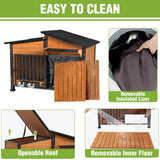 GUTINNEEN Large Heated Dog House Outdoor Insulated Dog Kennel Weatherproof with Safe Heating Pad, Chew-Proof Metal Frame, Rotatable Spill-Proof Bowl for Large Dog Breeds, 39.7" L x 25.5" W x32.2 H