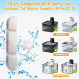 16 Packs Replacement Filters Compatible with Downy Paws Cat Water Fountain, Filter Replacement for DownyPaws 84oz/2.5L Fursink Wireless Pet Water Fountain DPWFP6 (16 Filters & 16 Sponges)