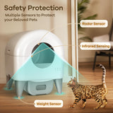 Fumoi Self Cleaning Litter Box,95L Automatic Cat Litter Box Self Cleaning Large Capacity for Multiple Cats, App-Controlled with Safety Sensors, Removable Washable Liner,2 Rolls Garbage Bags,Grey