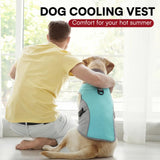 Preferhouse Dog Cooling Jacket for Large Dogs, Pet Cooling Vest with Mesh and D Ring, Dog Reflective Stripe Cooler Jacket for Beach, Hiking, Walking, Blue-L