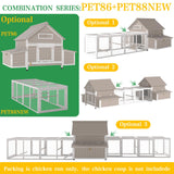 Large Chicken Coop Outdoor with Run, Hen House with Nesting Boxes, Rabbit Hutch Poultry Bunny Cage for 2-4 Chickens with Perches, Removable Tray (Extension Run 80.3" L x 33.5" W x 25" H)