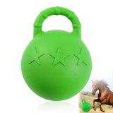 Seenelling 1 Pcs 10 Inch Horse Ball with Handle, Fruit Scented Horse Stall Toy, Anti Burst Slow Rebound Rubber Equine Play Herding Ball for Boredom Relief, Stable Enrichment Interactive (Green)