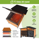 GUTINNEEN Large Heated Dog House Outdoor Insulated Dog Kennel Weatherproof with Safe Heating Pad, Chew-Proof Metal Frame, Rotatable Spill-Proof Bowl for Large Dog Breeds, 39.7" L x 25.5" W x32.2 H
