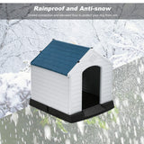 FDW Dog House Indoor Outdoor Durable Ventilate Waterproof Pet Plastic Dog House for Small Medium Large Dogs Insulated Puppy Shelter Kennel Crate with Air Vents and Elevated Floor
