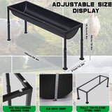 Large Water Troughs for Livestock with 3-Level Adjustable Height Stand - 2 Pack Horse Duty Watering & Feeding Trough Portable Farm Animal Feeder Floor Standing Goat Waterer Bucket