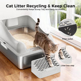 GTPLAYER Stainless Steel Litter Box for Big & Multiple Cats, Easy Clean Odor-Resistant Design, High Sided Leak-Proof Litter Box with Mat & Scoop – Grey 1 Pack