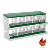 Garvee ‌Galvanized Steel Chicken Nesting Box with Roll Out Egg Tray - 10 Hole, Rustproof & Ventilated Laying Boxes for Hens, Chickens, Ducks | Easy-Clean Poultry Coop Accessories, Green