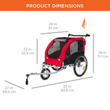 Best Choice Products 2-in-1 Dog Bike Trailer, Pet Stroller Bicycle Carrier w/Hitch, Suspension, Visibility Flag and Reflectors, 66lb Weight Capacity