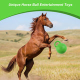 Seenelling 1 Pcs 10 Inch Horse Ball with Handle, Fruit Scented Horse Stall Toy, Anti Burst Slow Rebound Rubber Equine Play Herding Ball for Boredom Relief, Stable Enrichment Interactive (Green)