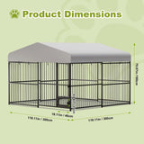 Dog Kennel Outdoor 10x10x6 FT Heavy-Duty Metal Outside Dog Playpen with Waterproof Cover for Large & Medium Dogs, Secure Lock & Easy Assembly