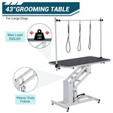 CuisinSmart Hydraulic Dog Grooming Table 43.3'' Large Pet Grooming Table for Dogs, Max Load 350Lbs, 22"-39" Adjustable Height, Non-Slip PVC Top Salon-Grade Dog Groomings Station