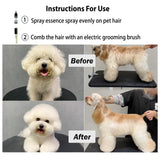 2-in-1 Electric Pet Grooming Brush with Coconut Oil Conditioner Spray, Professional Hair Styling Tool for Medium and Long Haired Dogs and Cats, Quick Hair Styling & Removing Loose Fur Knots