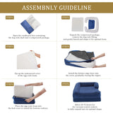 Bedfolks Orthopedic Dog Bed XL, Waterproof Dog Sofa Bed for Extra Large Dogs, Egg Foam Pet Couch Bed with Removable Washable Cover and Nonslip Bottom, Navy Blue