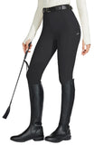 Willit Women's Horse Riding Pants Knee-Patch Equestrian Breeches Horseback Schooling Tights Zipper Pockets Black XS