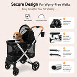 Dog Stroller for Medium and Small Dogs, Lightweight Aluminum, Up to 66 lbs