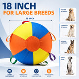 PETNOME Herding Ball for Dog with Durable Handles,Inflatable 18 Inch Herding Calming Jumbo Ball for Medium Large Dog Horse Outside Training Push Chase & Roll Blue Yellow Orange