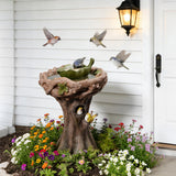29.53" Tall Water Fountain Outdoor with Birds, Bird Bath Fountain with Removable Feeding Bowl Tree Trunk Design Resin Freestanding Water Fountains for Outside, Garden, Patio, Lawn, Yard