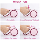 Segarty Dog Retractable Leash, 16ft Heavy Duty Walking Dog Leash for Medium Small Pet up to 44lb, Anti-Slip Handle 360°Tangle-Free Nylon Tape, 1-Handed 1 Button Lock and Release (Pink Wine)