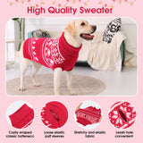 SAWMONG Dog Christmas Sweater, Cable Knit Christmas Pet Sweater, Snowflake Pattern Thick Warm Winter Dog Sweaters, Pet Sweaters for Small Medium Large Dogs(Red, L)