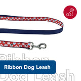 Coastal Pet Ribbon Dog Leash - Contemporary Stylish Look - Durable Fade-Resistant Nylon Material - Perfect for Dogs Red with Paws, 1" x 06'