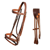 Exion Quick Change Snap English Bridle for Horses – Soft Lined Anatomical Jumping Bridle with Rubber Reins – Snap-On Crown & Cheekpiece – Wave Padded Browband & Raised Noseband – Horse Tack Set
