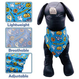 JpGdn 100PCS Halloween Dog Bandanas Bulk Kerchief Triangle Bibs Scarves Scarfs Pumpkin Bats Ghost Spider Owls Pattern for Girl Boy Small Medium Large Puppies Doggie Cat Halloween Grooming Costume