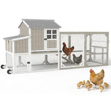 Large Mobile Chicken Coop for 4–6 Chickens with Wheels, 95” Wooden Chicken House with Nesting Box, Weatherproof Asphalt Roof, Predator-Proof, Backyard Expandable Hen House