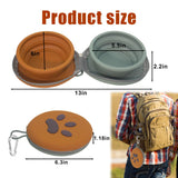 Collapsible Dog Bowls, 2-in-1 Silicone Pet Food and Water Bowl with Carabiner, Portable Double Compartment Dish for Travel, Camping, Hiking Puppy Essentials (Green Brown)