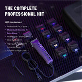 FuzzyFix AmpFix Professional Dog Grooming Clippers - 2 Detachable Blade 8 Metal Combs, 2-Speed Heavy-Duty Motor, 10ft Cord, Anti-Slip Shatter-Proof Housing for Pet All Coats