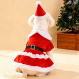 Dog Christmas Dress – Red Velvet Santa Claus Outfit with Christmas Hat for Small Dogs & Cats (5-22 lbs), Perfect Holiday Costume for Pets