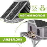 GUTINNEEN 2-Story Heated Cat House for Outside Large Outdoor Insulated Cat House Weatherproof Cat Shelter with Insulated Liner, Heating Pad, Chewproof Cable, Escape Doors for 2-5 Feral Cats