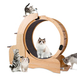 Cat Exercise Wheel Indoor, Cat Sports Running Wheel with Scratching Board Wood Cat Treadmill for Cats Daily Exercise-Natural Wood