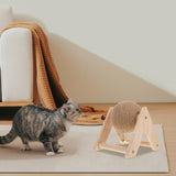 Aboofan Cat Scratcher Toy with Sisal Ball Cats Scratching Rope Ball Interactive Rotatable Wood Pet Scratcher Toys Durable for Indoor to Grind Claws Pet Furniture Supplies