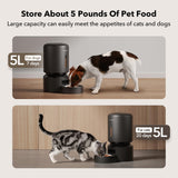 PETLIBRO Automatic Cat Feeder, 5G WiFi Automatic Dog Food Dispenser with Freshness Preservation, 5L Timed Pet Feeder with Low Food Sensor, Up to 10 Meals Per Day, Granary Black