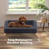 CRITTER SITTERS 36-in. Microfiber Rectangular Dog Sofa for Medium-Sized Dogs, Modern and Stylish Elevated Dog Sofa Bed for Home or Apartment, Dark Grey