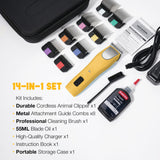 FuzzyFix Professional Dog Clippers for Grooming, 2 Speed Pet Grooming Kit for Thick Curly Matted Coats, Low Noise Heavy Duty Cordless Hair Trimmer with Detachable Metal Blade