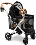 Dog Stroller for Medium and Small Dogs, Lightweight Aluminum, Up to 66 lbs