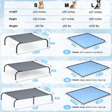 SZEE Elevated Dog Bed, Cooling Dog Cot Bed, Support Up to 100 LBS for Large Breeds, with Durable Steel Frame, Reversible Ice Silk Mat & Sturdy Teslin Mesh, Outdoor & Indoor All-Season Use - L