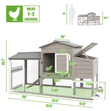 PetsCosset 136" Chicken Coop with Wheels, Backyard Wooden Hen House Outdoor for 1-6 Chickens, 2 Story Poultry Cage Chicken Coop and Run, Nesting Box, Pull Out Trays, Set of Two, (Grey)