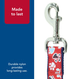 Coastal Pet Ribbon Dog Leash - Contemporary Stylish Look - Durable Fade-Resistant Nylon Material - Perfect for Dogs Red with Paws, 1" x 06'