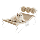 CLOUDPET Sisal Cat Scratcher Bed Hammock with Clear Acrylic Frame Sisal Roller Toy for Indoor Cats, Natural Sisal Scratching Pad Lounge Chair, Durable Cat Scratch Post Furniture for Large Cats