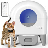 Fumoi Self Cleaning Litter Box,95L Automatic Cat Litter Box Self Cleaning Large Capacity for Multiple Cats, App-Controlled with Safety Sensors, Removable Washable Liner,2 Rolls Garbage Bags,Grey