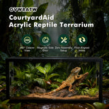 48-Gallon Acrylic Reptile Terrarium 36”x18”x18” – Durable Reptile Tank with Heat-Resistant Aluminum Frame, Smooth Dual Swinging Doors (No Sand/Debris Clogging) – Ideal for Lizards, Snakes & Geckos.