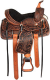 FEED N CARE Western Leather Horse Saddle Comfy Horse Seat Ranch Roping Saddle Tree Trail Racing Hand Tooled Comfort Barrel Tack Size 10 to 18 Inch Seat (Dark-Antique, 17" Inch)